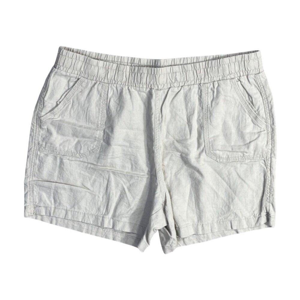 Est. 1946 Shorts Linen Blend Women's Oatmeal Size L Large 4" Pull-On